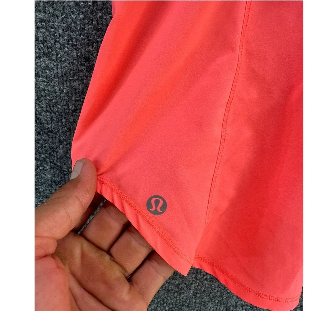 Lululemon Athletica Run with the sun Neon Coral Mesh back Tank Top, Size 4